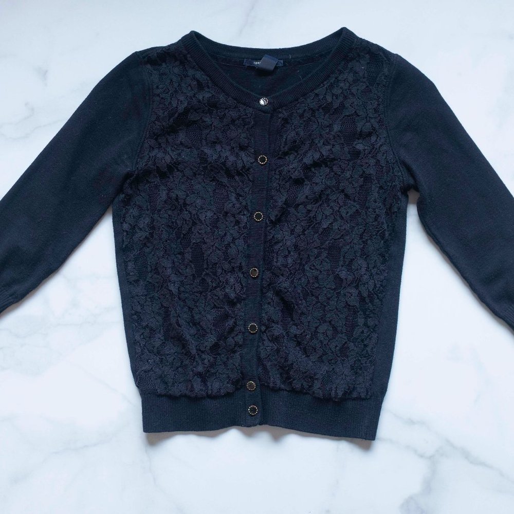 Black Lace-Front Cardigan